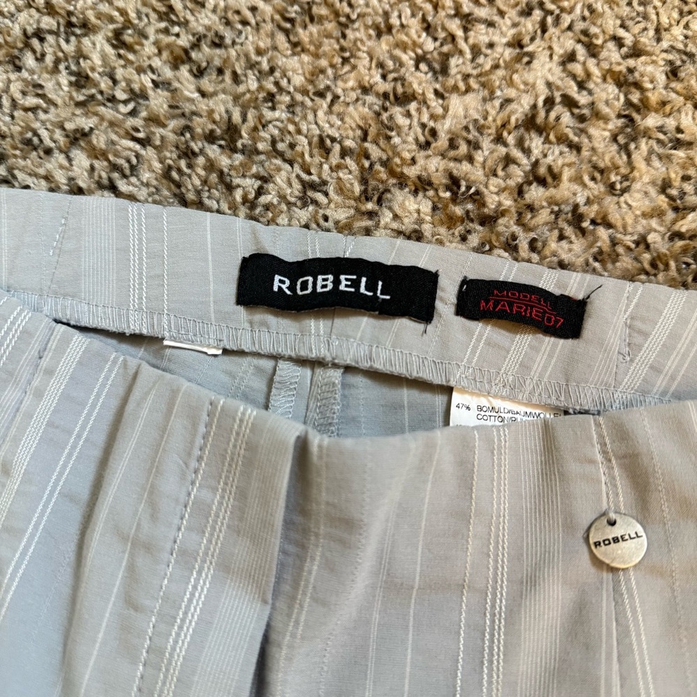 ROBELL Gray White Striped Modell Marie 07 Women’s Crop Trouser Pants Size Small - Picture 5 of 11